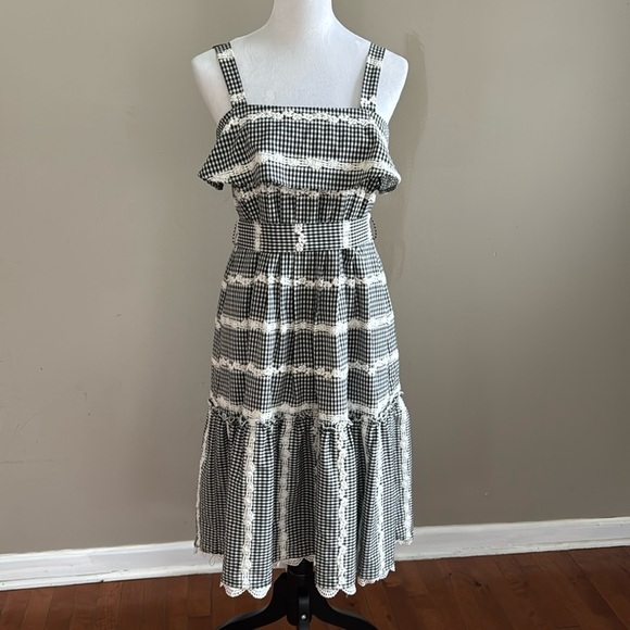 Adelyn Rae‎ Belle Ruffle Lace Gingham Midi Dress Size S - Picture 5 of 15